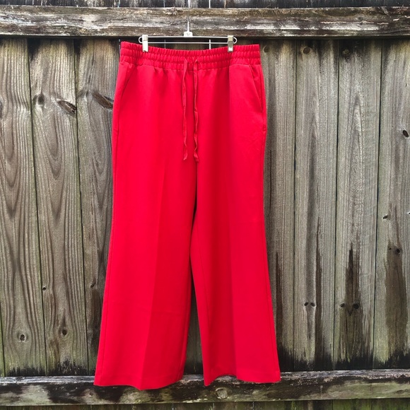 Lane Bryant Pants - Lane Bryant Red Wide Leg Pull-On Pants